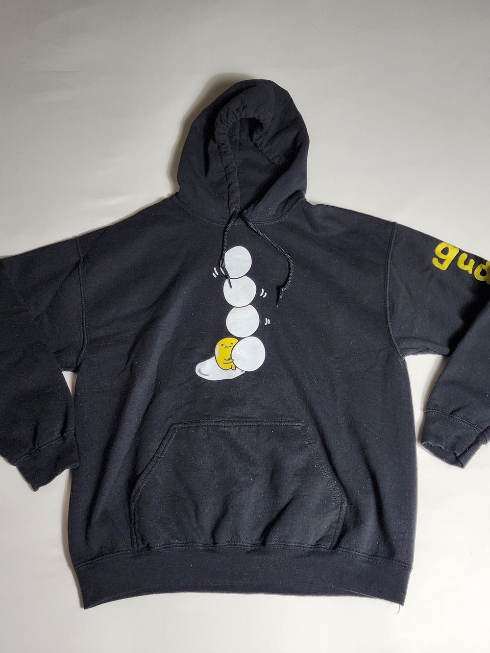 Sanrio Gudetama Black Sweatshirt Hoodie Size Large Good Condition